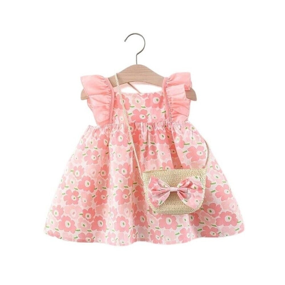 Baby Girl Pink Cotton Dress with Pockets Size 12–18M Soft & Comfy Outfit